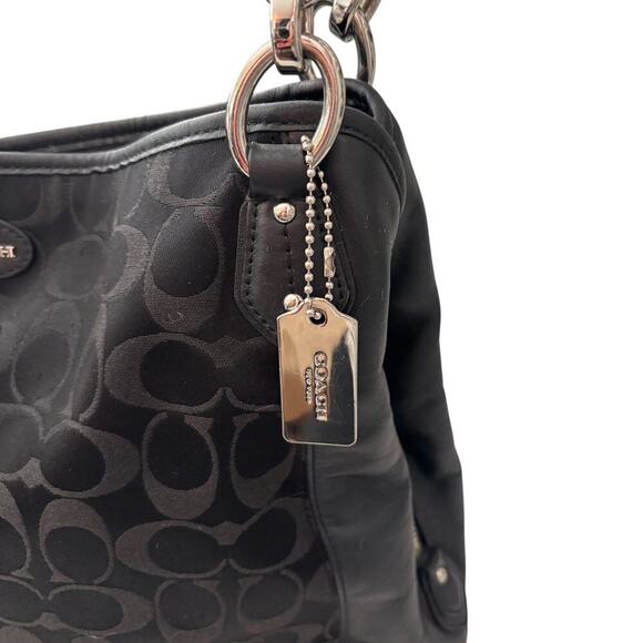 Coach Colette Signature Hobo Bag Rare Retired Black Silver Hardware - Picture 5 of 13